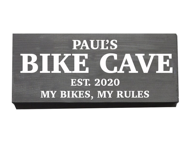 Man Cave Bike Cave Wooden Sign Shed Est. Year Plaque My Bikes My Rules Fathers Day Grandad Gift Dad Motorbike Bicycle image 1