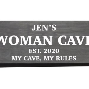 Personalised Woman Cave Sign: Handmade Wooden Plaque