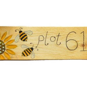 Personalised Allotment Plot Number Sign | Sunflower | Bees | Hand Made | Hand Painted | Wooden | Plaque | Garden | Shed | Garderners Gift