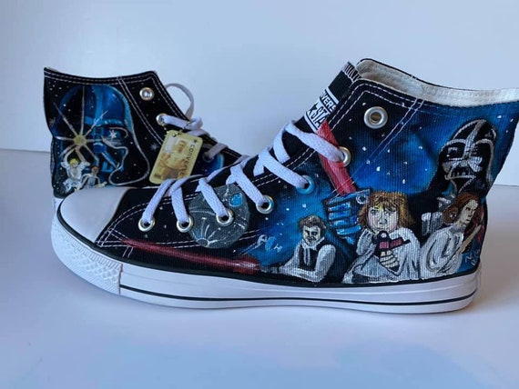 billedtekst Meningsfuld mikro Custom Hand Painted Star Wars Converse Adult High Tops - Etsy Australia