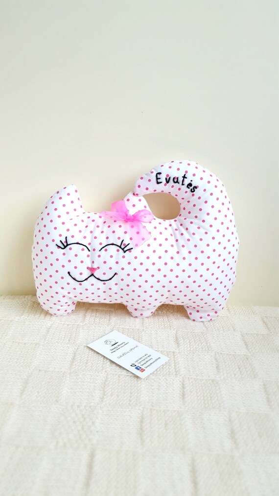 Stuffed Kitty Pillow Pink Stuffed Cat Plush Kitty Hello Etsy
