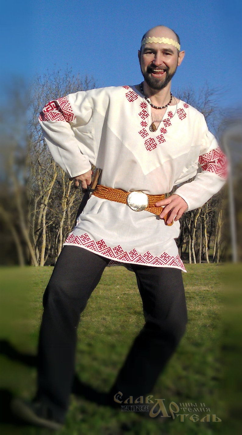 Man slavic shirt Bright light Traditional folk shirt | Etsy