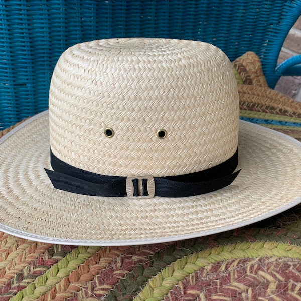 AMISH STRAW HAT Extra Large Round top Brand New Authentic Shade Hat