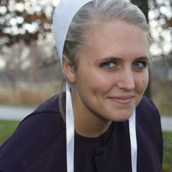 Amish Woman's Covering Extra Large Cap Kapp Bonnet with strings Prayer