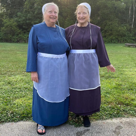 Amish Woman's Deluxe Wedding Outfit Costume Bonnet Apron Dress - Etsy New  Zealand