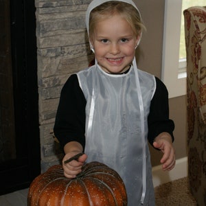 Amish Girl Kleinkind Kostüm Kleid Schürze Capp Gebet für weiße Strings Bonnet