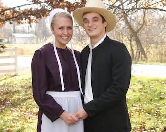Amish Pärchen Outfit Mann mit Anzug Mantel und Frau Vollkostüm Go Dutch! Alles was du brauchst!