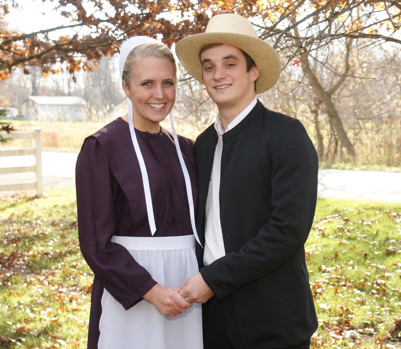 Amish Couples Outfit Man with Suit Coat and Woman full costume Go Dutch All you need image 1