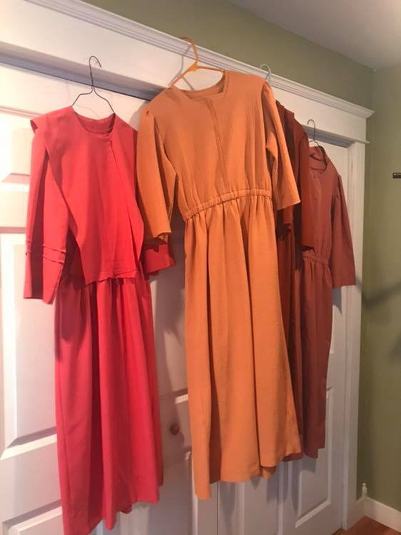 The left has a cape (3 pc suit) The right is a chore dress, no cape or apron.