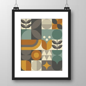 Retro Geometric Shapes Brown - Scandinavian Contemporary cross stitch/tapestry chart by Vivienne Powers - 004B