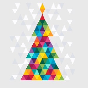 Cross Stitch pattern Geometric Christmas Tree and snowflakes (PDF counted chart 171)