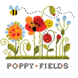 Field of Poppies Meadow - Remembrance Day - Cross stitch/tapijt PDF-grafiek door Vivienne Powers - Cross Stitch Patroon 139