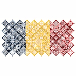 Cross Stitch Quaker Sampler Rumania Bandera mosaico mosaico cuadrados diseño patriótico por Vivsters, PDF contado gráfico 042RO