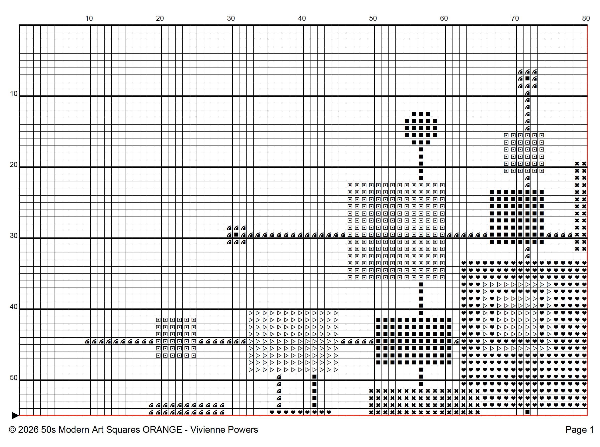 Mid-century Modern Squares Cross Stitch Pattern: Retro Abstract
