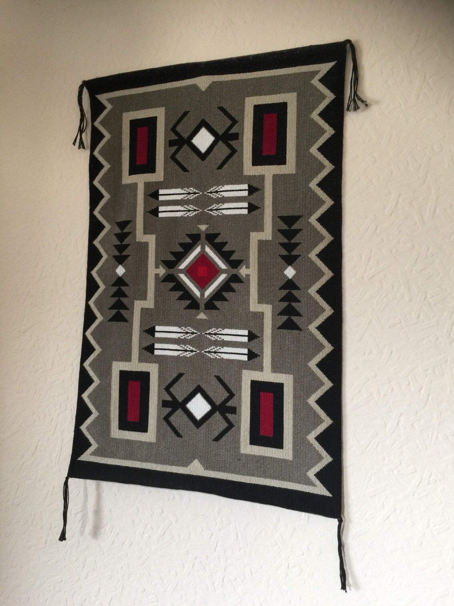 Navajo Native American Storm Pattern Rug Wall Hanging Cross Etsy
