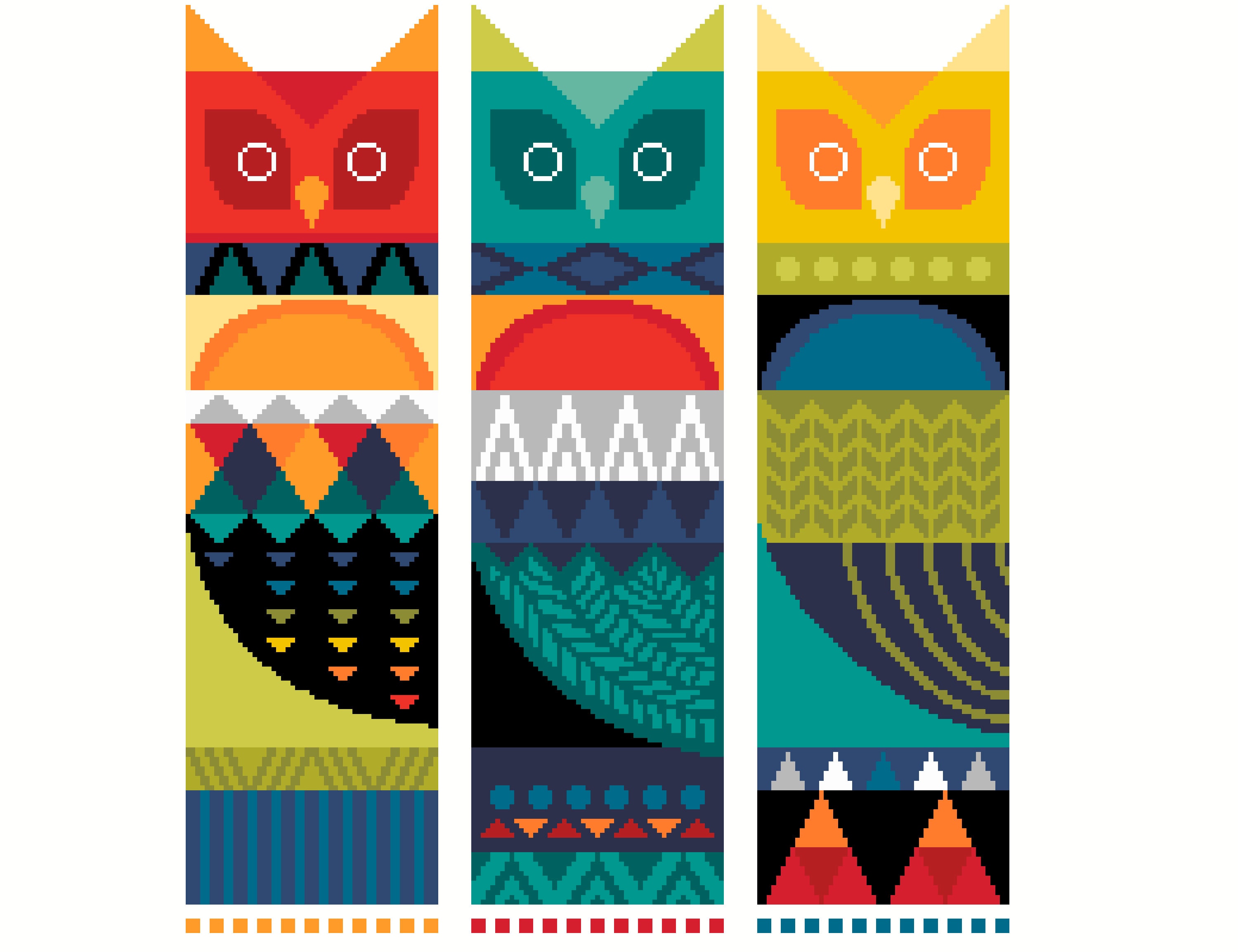 Geometric Owl Cross Stitch Pattern: Scandinavian Folk Art (PDF Counted Chart 059)