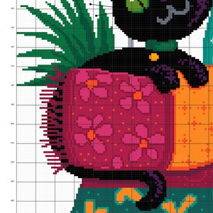 Parlour Kittens on Cushions Mid-Century Cats & Goldfish Bowl cross stitch/tapestry PDF chart by Vivsters Cross Stitch Pattern 074 image 5