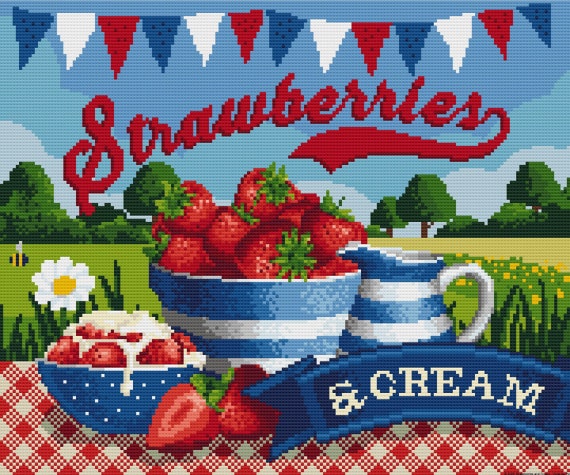 Strawberry Season Cross Stitch Sampler Pattern