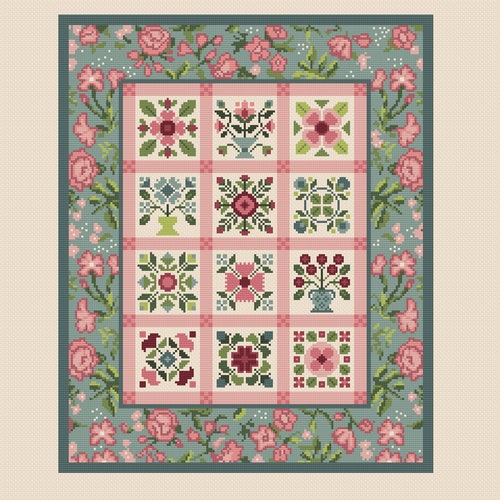 Cross Stitch Chart Patchwork Quilt Block Pattern Squares Quilt Etsy