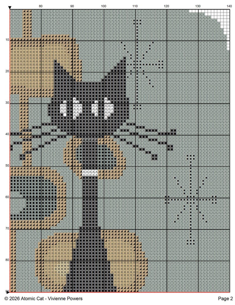 Atomic Mid-Century styled Cat, Contemporary cross stitch pattern (PDF Counted Chart 022) image 6