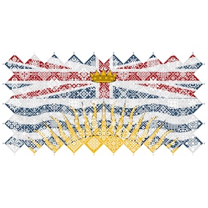 Muestrario de punto de cruz de Quaker con la bandera provincial de Columbia Británica, cuadrados de mosaico con diseño patriótico de Vivsters, gráfico contado en PDF 042PBC