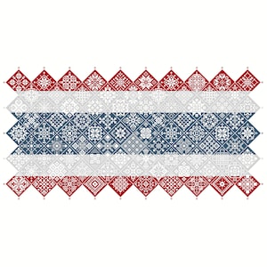 Korsstygnsmönster för Thailands flagga: Quaker-prov (PDF-räknediagram 042TH)