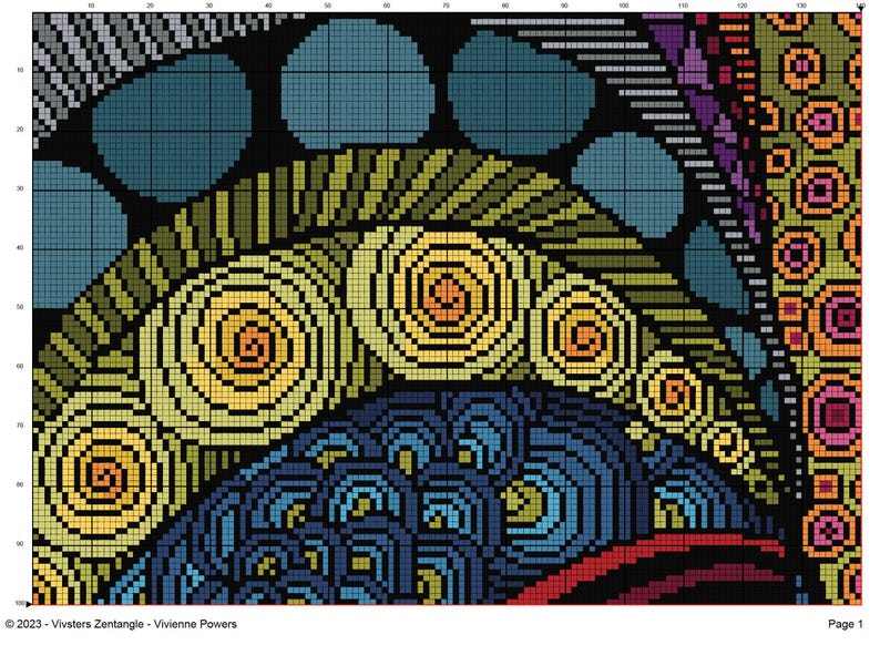 Rainbow Zentangle Cross Stitch Pattern: Abstract Doodle Art (PDF ...
