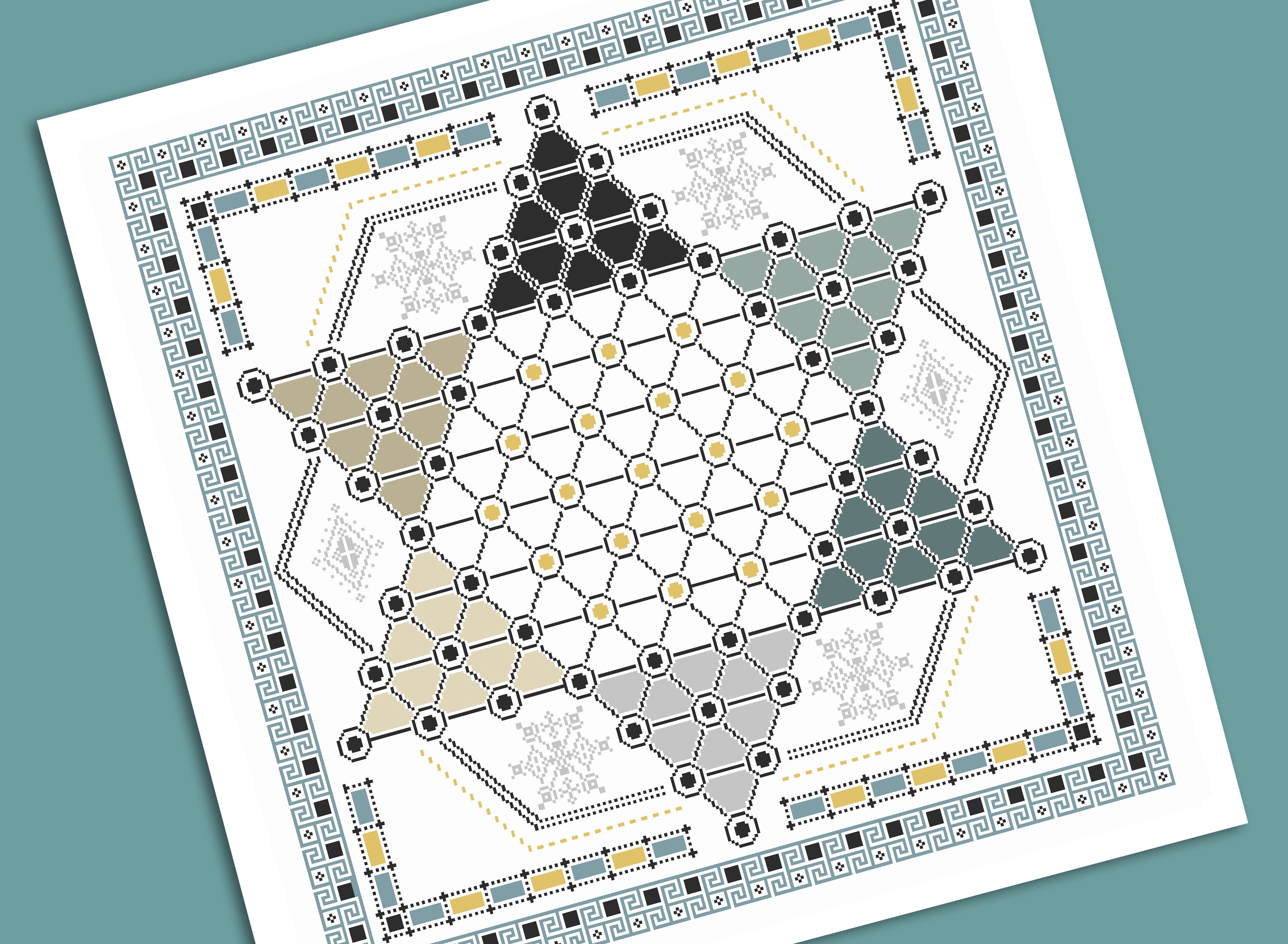 Cross Stitch Chart Chinese Checkers Sternhalma Game Board