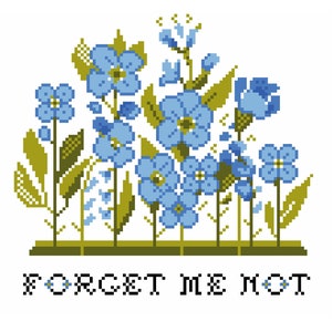 Vergeet me nietjes blauwe wilde bloemenweide - geweldig Moederdagcadeau. Eenvoudig borduurschema Instant PDF-download door Vivsters - 138