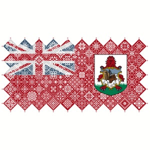 Kreuzstichvorlage Quaker Sampler Bermuda Nationalflagge Patchwork Quadrate patriotisches Design von Vivsters, PDF gezählt chart 042BM
