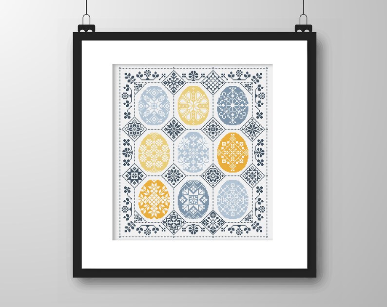 Easter Egg Hunt Cross Stitch Pattern: Quaker Spring Flower Sampler (PDF ...