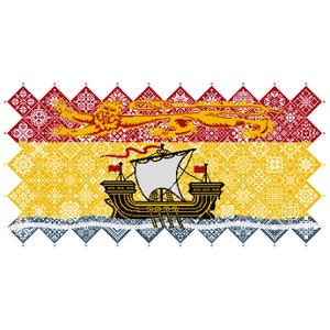 Kreuzstich Quäker Muster, New Brunswick, Kanada Flagge gefliest Patchwork Quadrate patriotisches Design von Vivsters, PDF Zählvorlage 042SNB