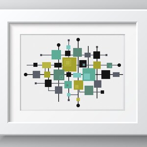 Cross stitch pattern Mid-Century Modern Squares Retro | Etsy