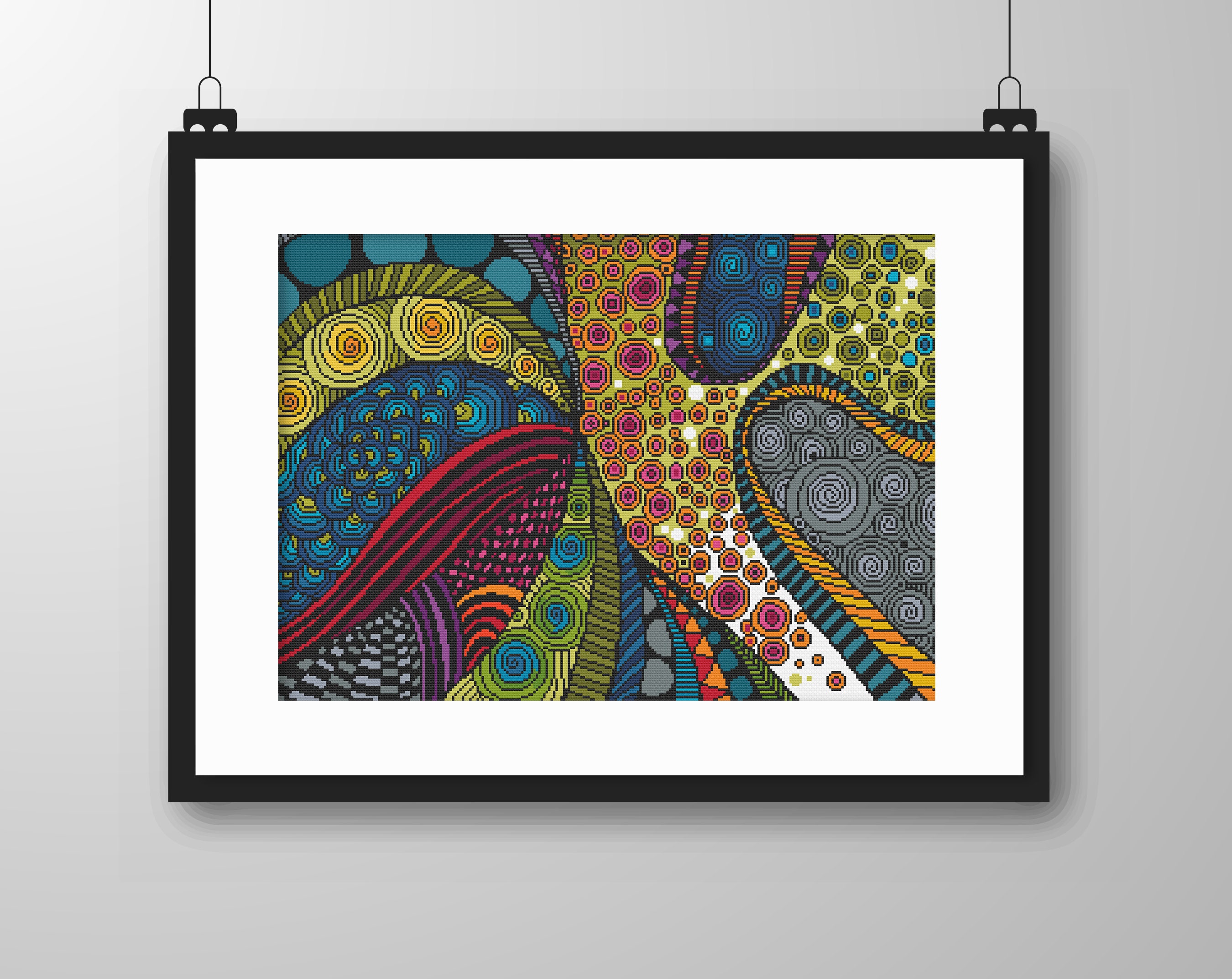 Rainbow Zentangle Cross Stitch Pattern: Abstract Doodle Art (PDF ...