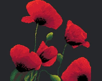 Poppy Cross Stitch Pattern: Remembrance Day Tapestry (PDF Counted Chart 140)