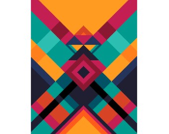 Cross stitch pattern Art Deco Geometric Shapes - Festa Junina -Easy Cross stitch/tapestry chart instant PDF download chart by Vivsters - 220