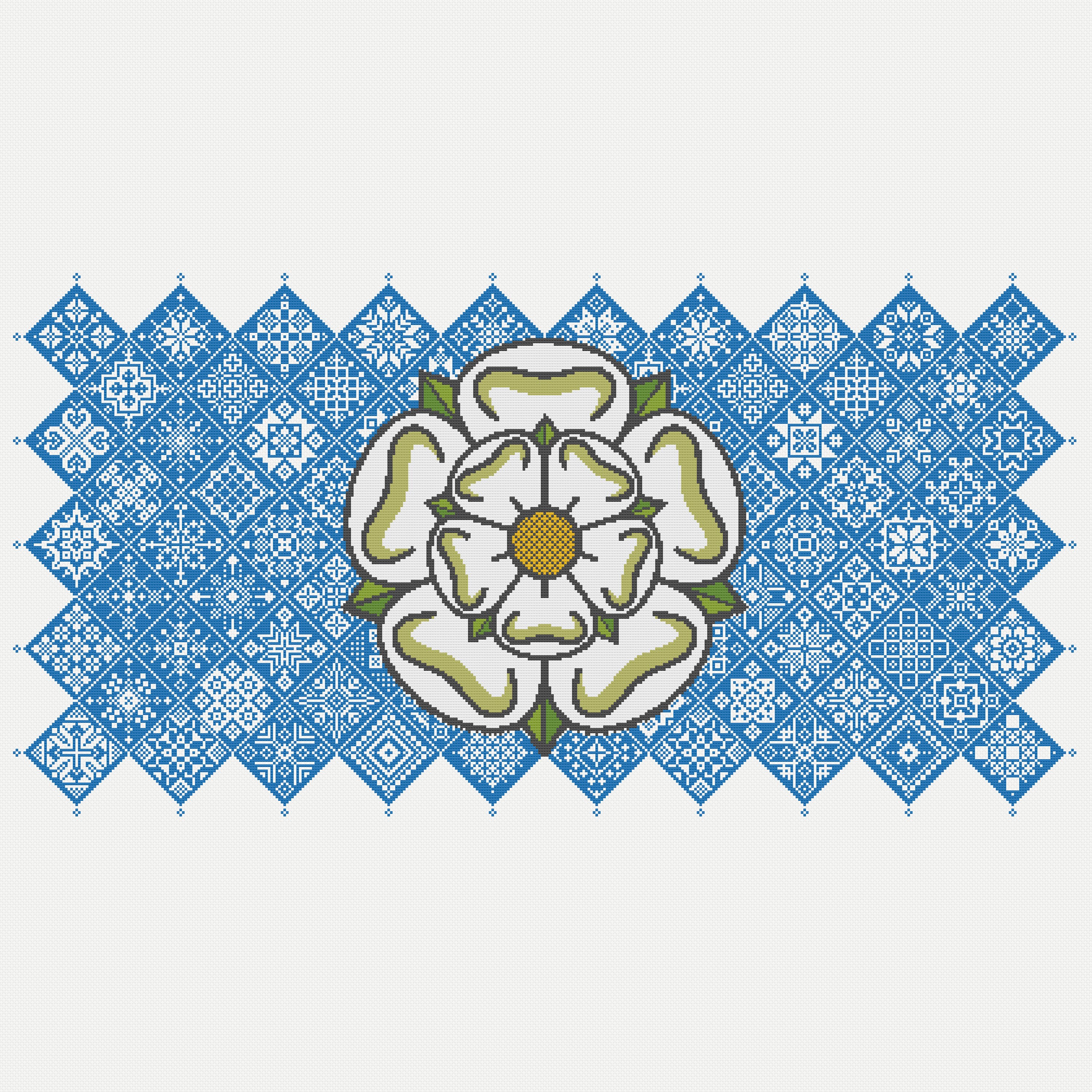York Pattern Yorkshire Flag Cross Stitch Pattern: Quaker Sampler (PDF Counted Chart ...