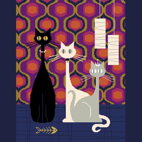 The cats of El Gato Gomez Contemporary cross stitch/tapestry chart by Vivienne Powers - 125