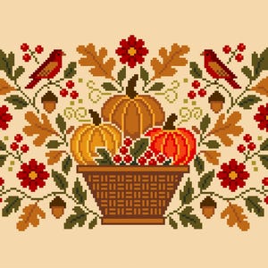Autumn Harvest Pumpkins Sampler Cross Stitch Pattern (PDF Counted Chart 316)