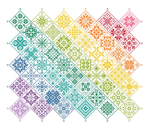 Cross Stitch Pattern Blue Sampler Instant Download PDF Counted Chart