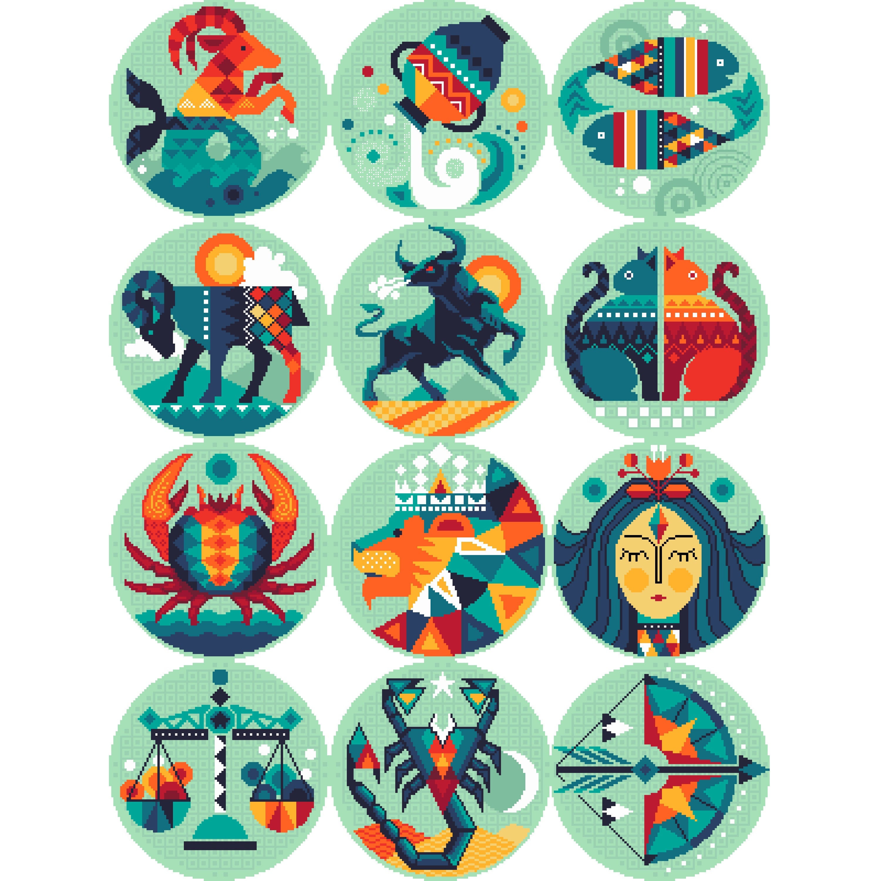 Cross stitch pattern Zodiac Series All star signs Etsy