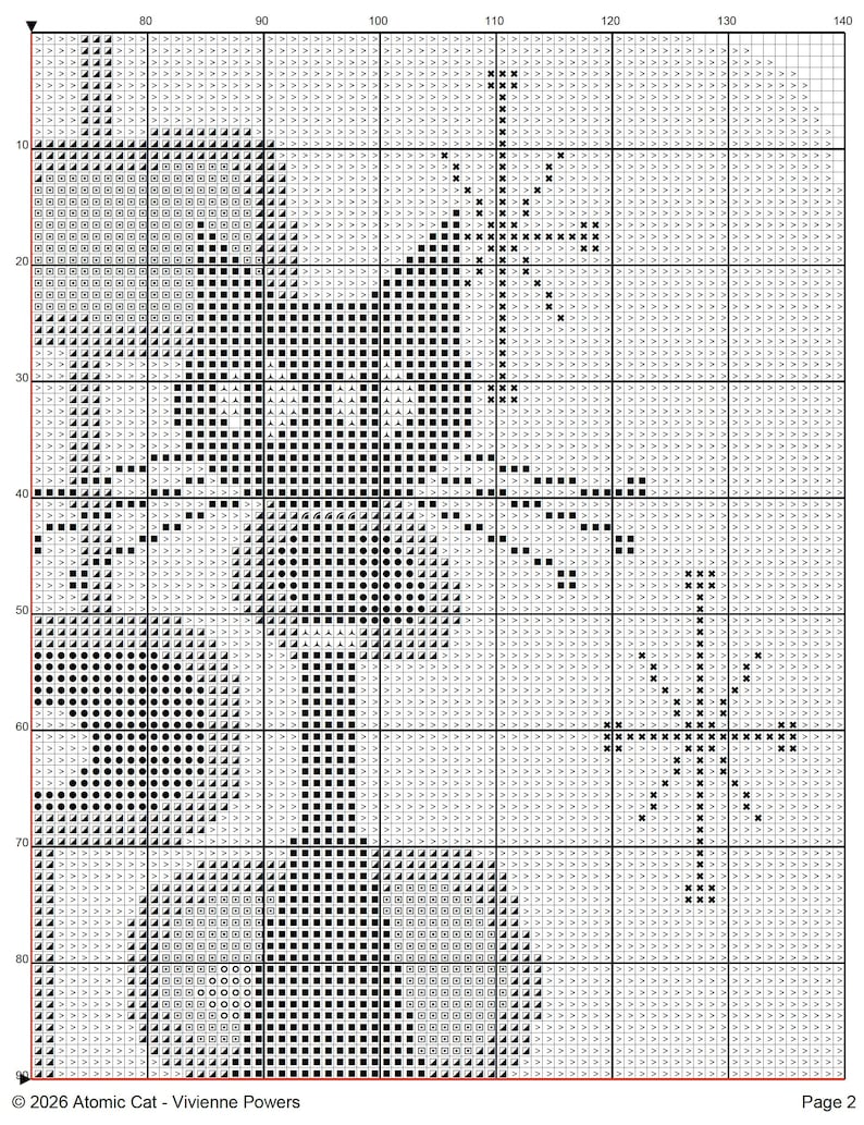 Atomic Mid-Century styled Cat, Contemporary cross stitch pattern (PDF Counted Chart 022) image 5