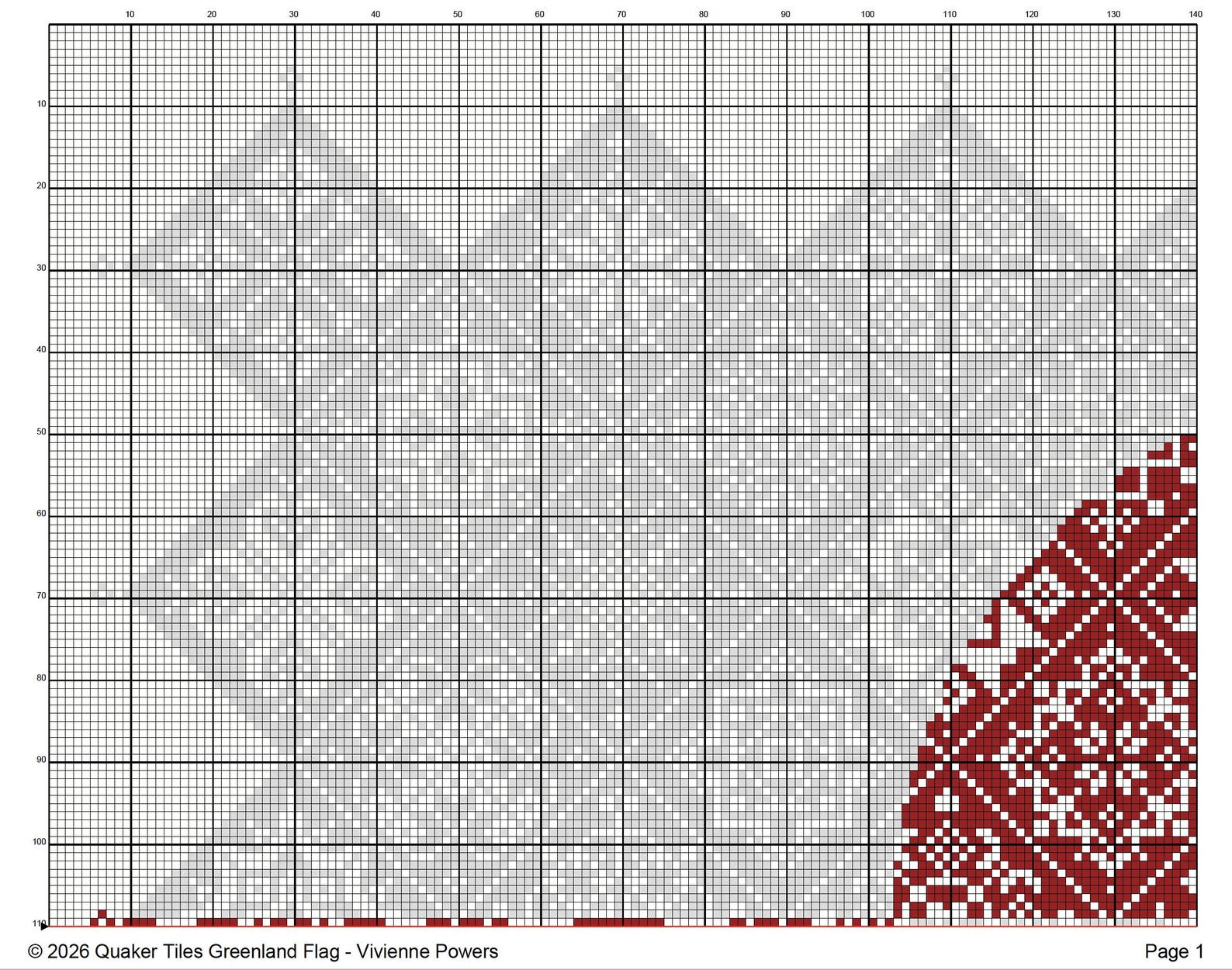 Greenland Flag Cross Stitch Pattern: Quaker Sampler (PDF Counted Chart ...