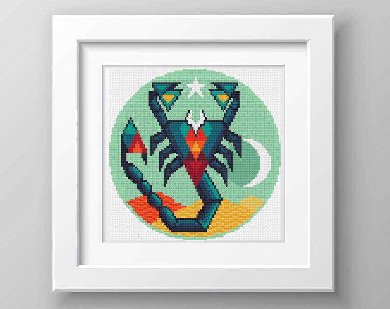 Cross Stitch Pattern Zodiac Series Scorpio Astrological Etsy
