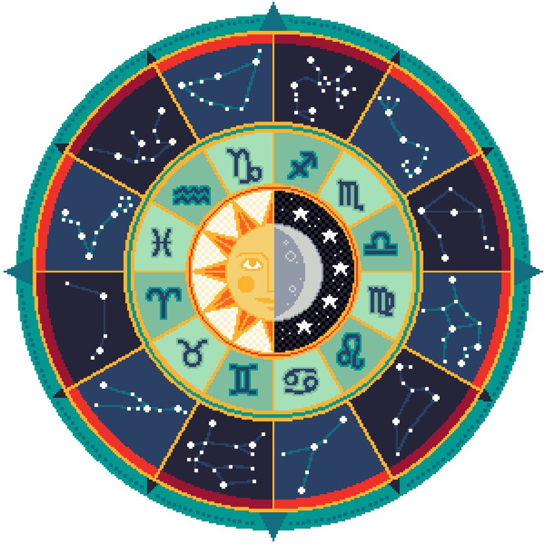 Cross Stitch Pattern Zodiac Celestial Sun and Moon Centre Etsy