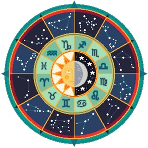 Cross stitch pattern Zodiac Celestial Sun and moon Centre piece - Astrological Horoscope - Star sign cross stitch chart Instant PDF - 010N