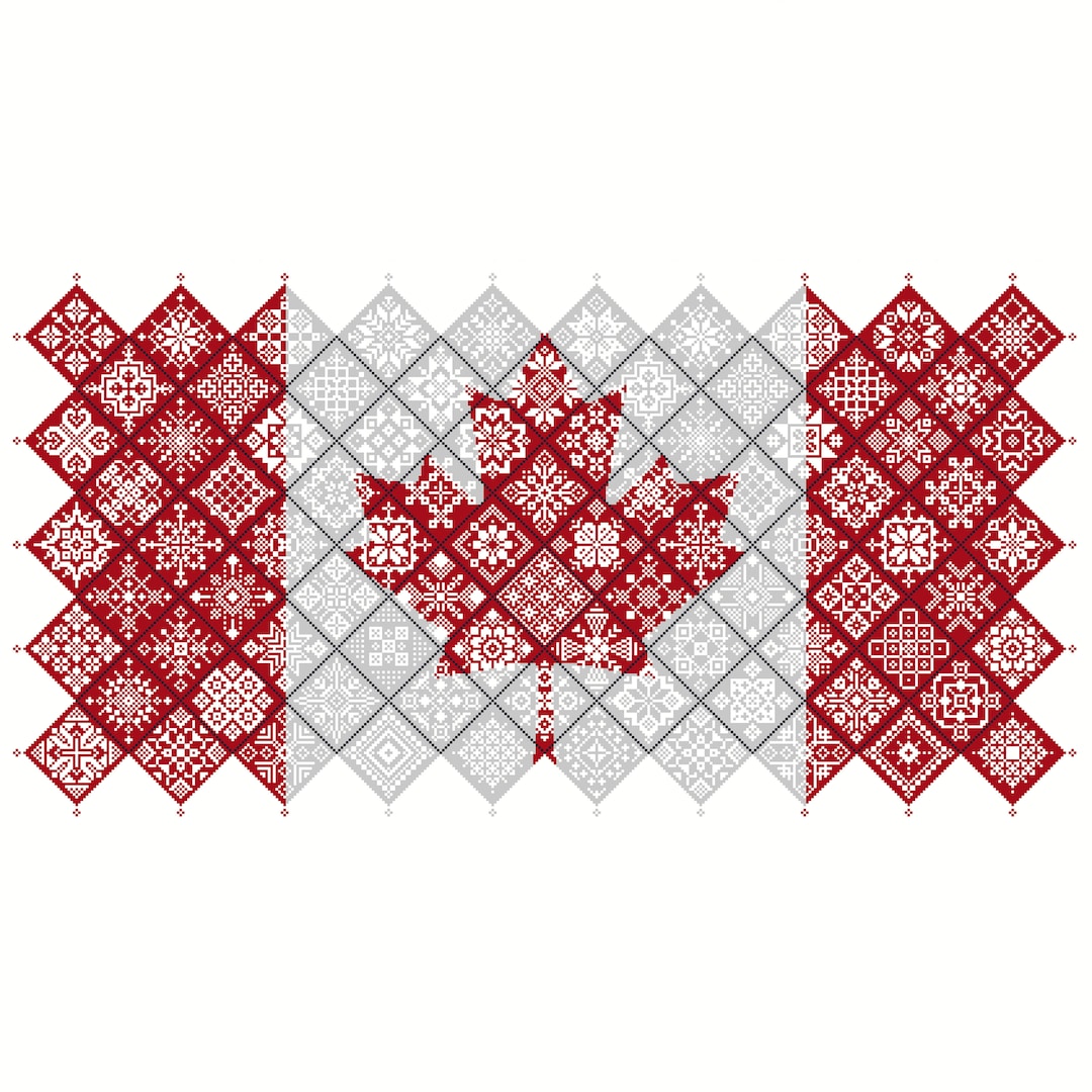 Canadian Maple Leaf Flag Cross Stitch Pattern: Quaker Sampler (PDF ...