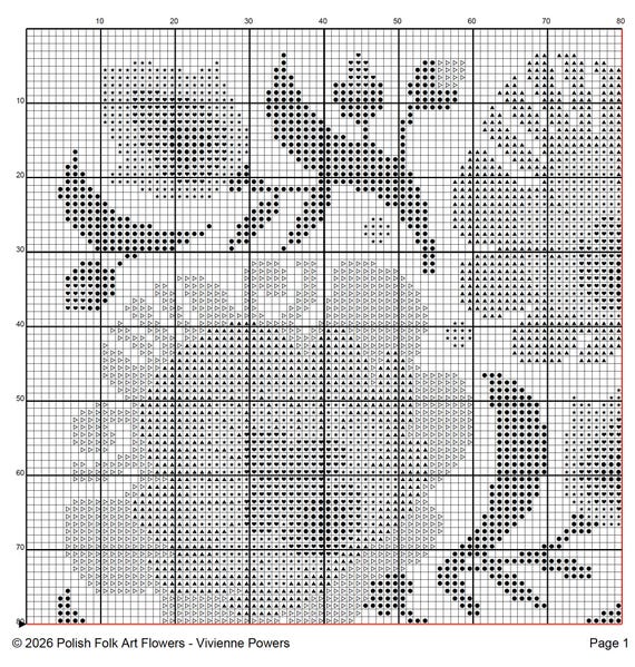 Polish Folk Art Flowers Cross Stitch Pattern (PDF Counted Chart