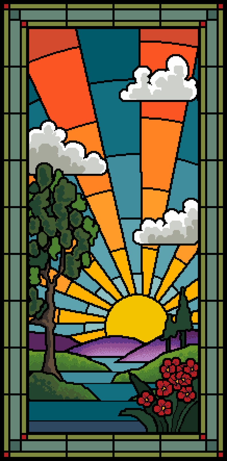 Sunrise Stained Glass Window Advanced Cross Stitch/tapestry Etsy Ireland