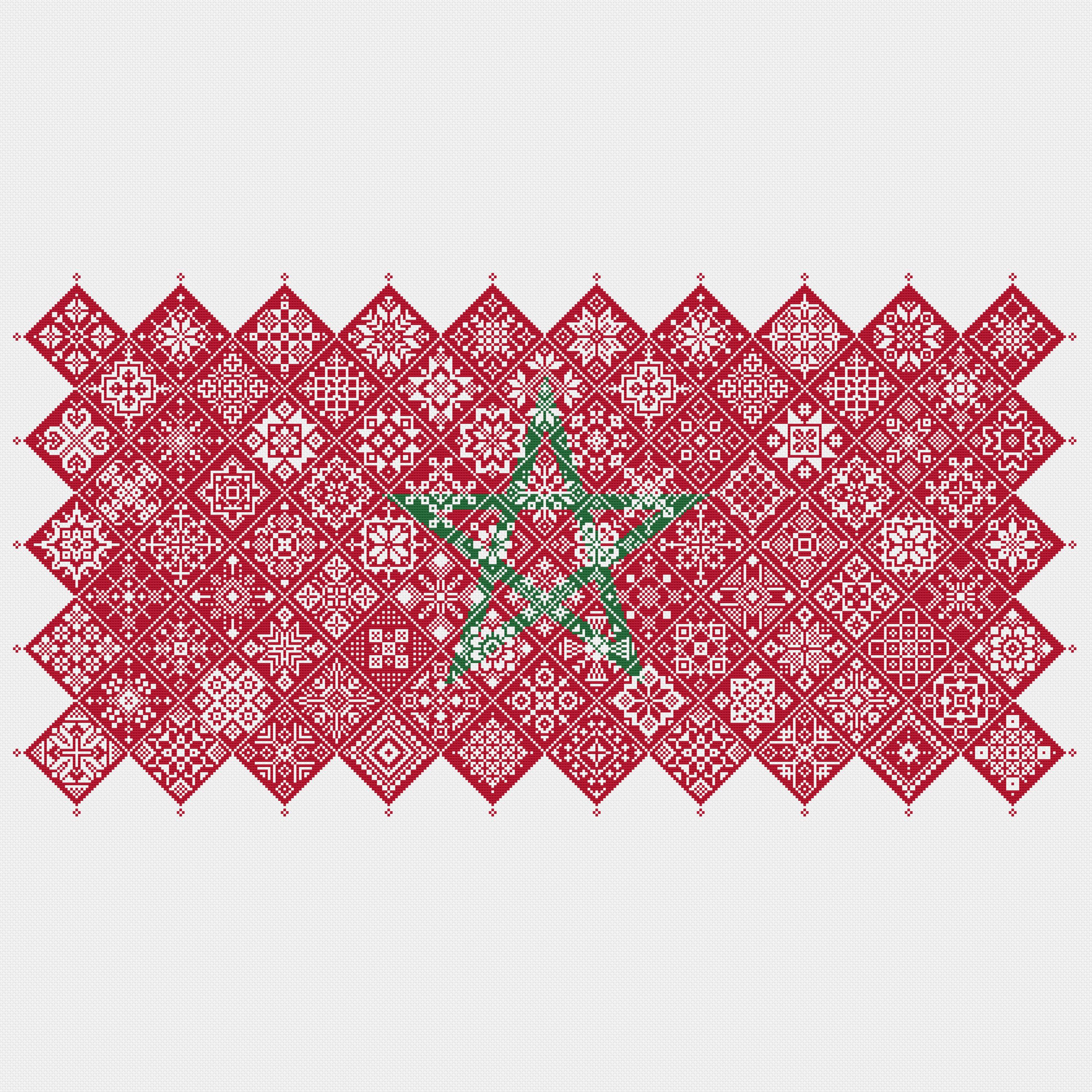 国旗柄デザイン Morocco Flag Cross Stitch Pattern: Quaker Sampler (PDF Counted
